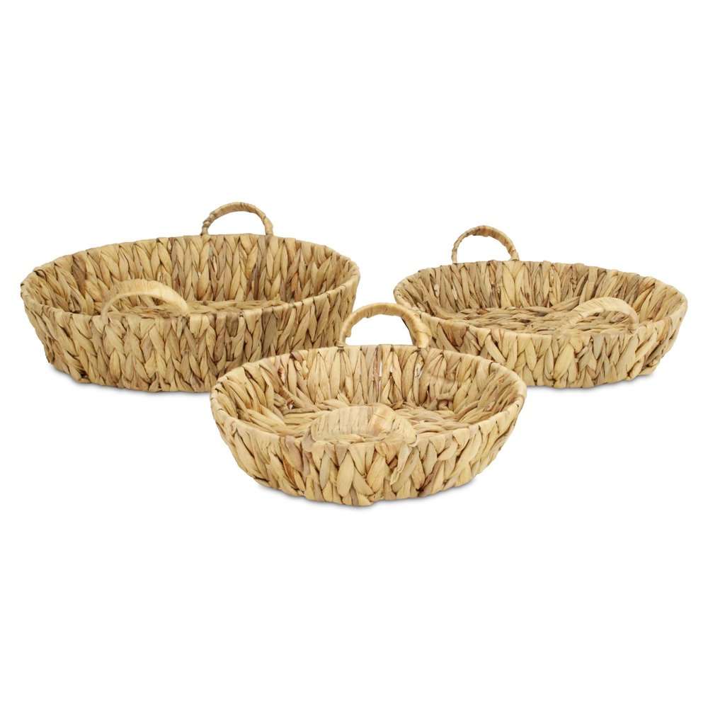 Set of Three Natural Water Hyacinth Basket HomeRoots