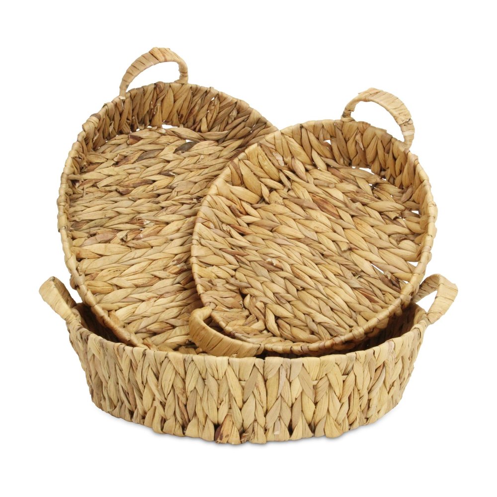 Set of Three Natural Water Hyacinth Basket HomeRoots