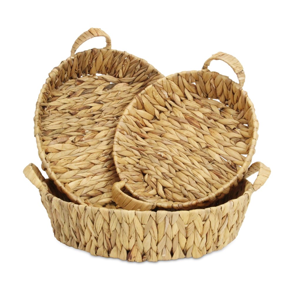 Set of Three Natural Water Hyacinth Basket HomeRoots