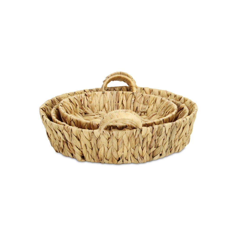 Set of Three Natural Water Hyacinth Basket HomeRoots