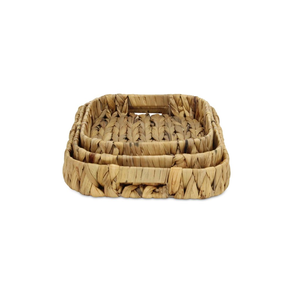 Set of Three Natural Water Hyacinth Basket HomeRoots