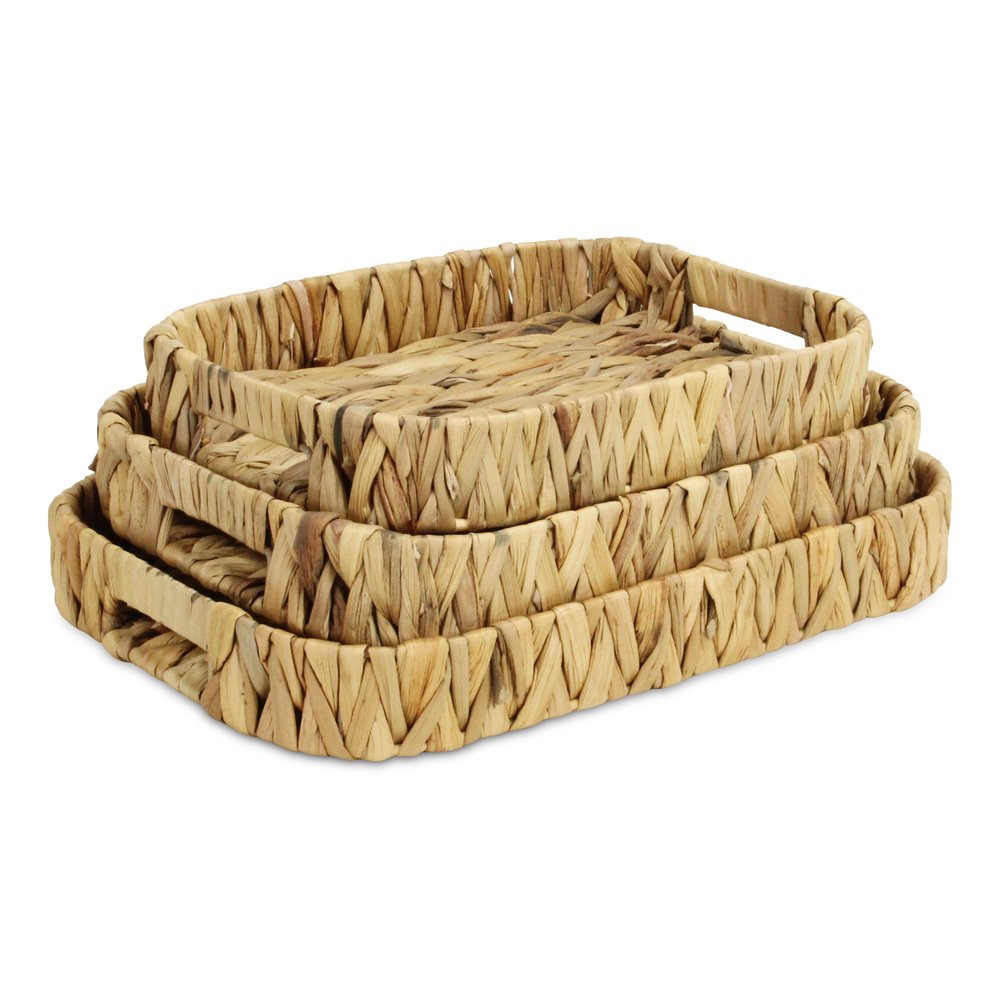 Set of Three Natural Water Hyacinth Basket HomeRoots