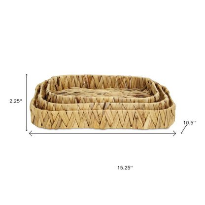 Set of Three Natural Water Hyacinth Basket HomeRoots