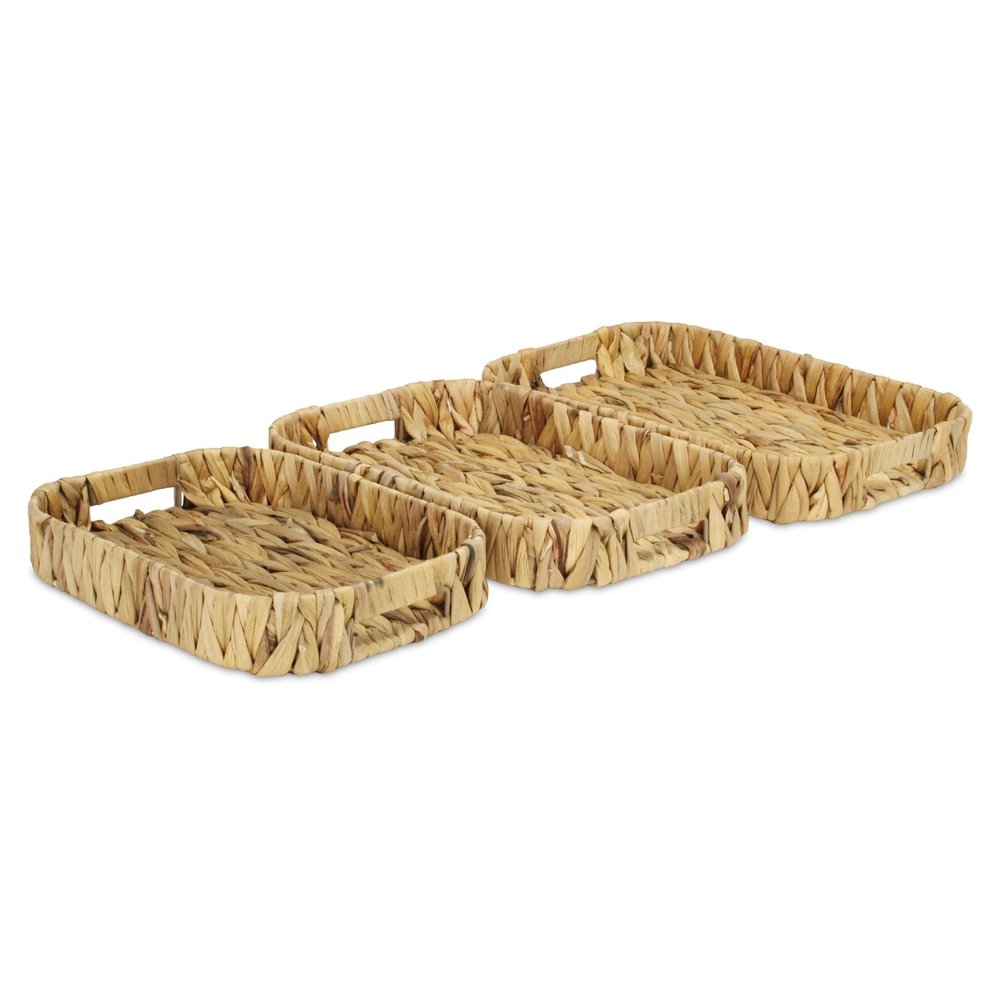 Set of Three Natural Water Hyacinth Basket HomeRoots