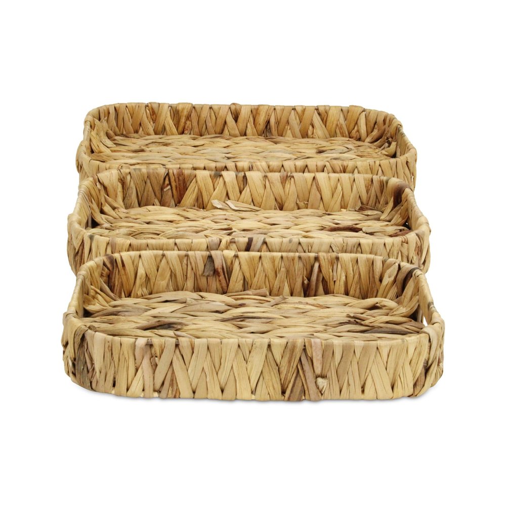 Set of Three Natural Water Hyacinth Basket HomeRoots