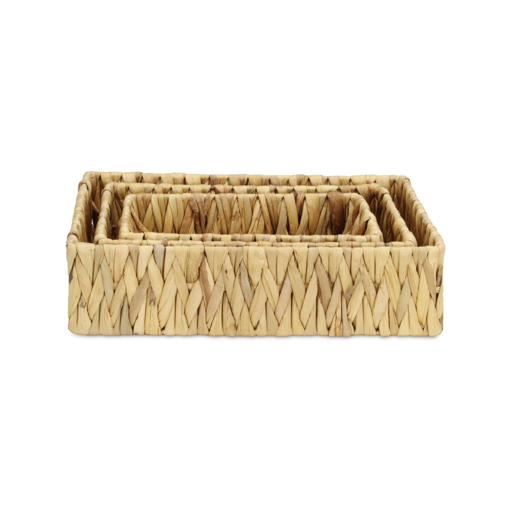 Set of Three Natural Water Hyacinth Baskets HomeRoots