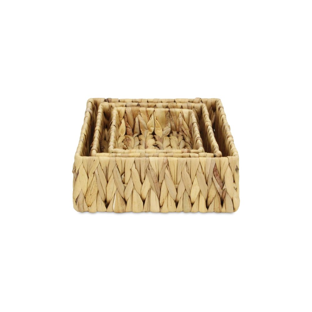 Set of Three Natural Water Hyacinth Baskets HomeRoots