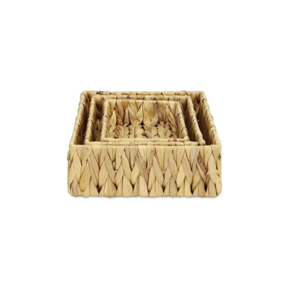 Set of Three Natural Water Hyacinth Baskets HomeRoots