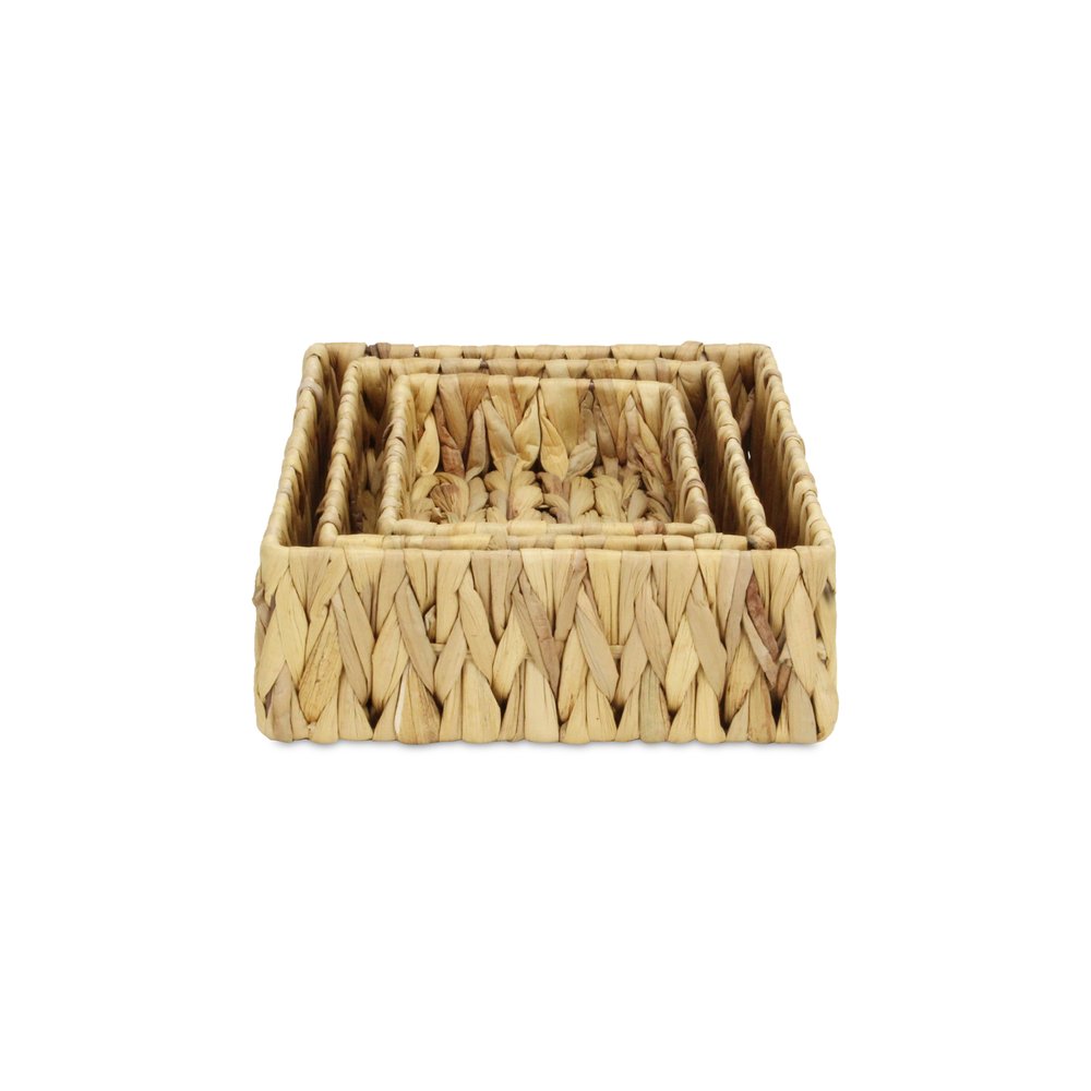 Set of Three Natural Water Hyacinth Baskets HomeRoots