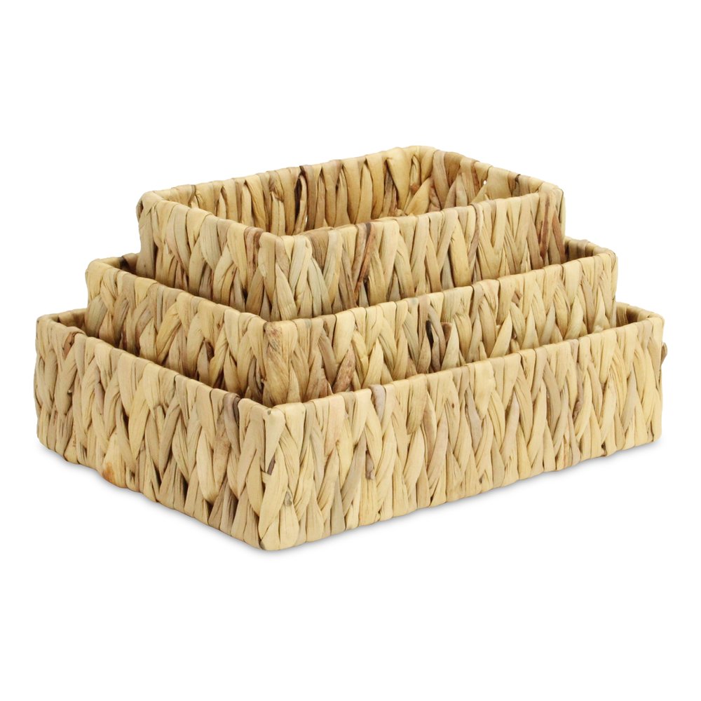 Set of Three Natural Water Hyacinth Baskets HomeRoots