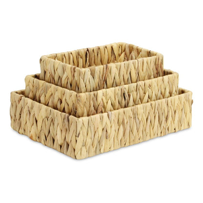 Set of Three Natural Water Hyacinth Baskets HomeRoots