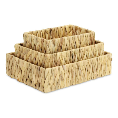 Set of Three Natural Water Hyacinth Baskets HomeRoots