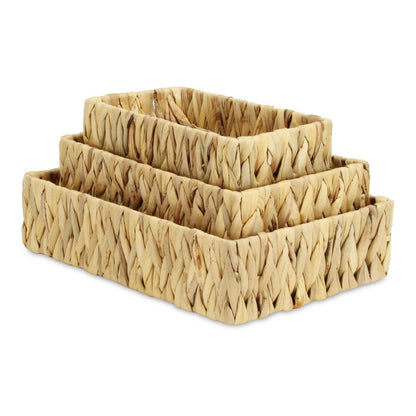 Set of Three Natural Water Hyacinth Baskets HomeRoots