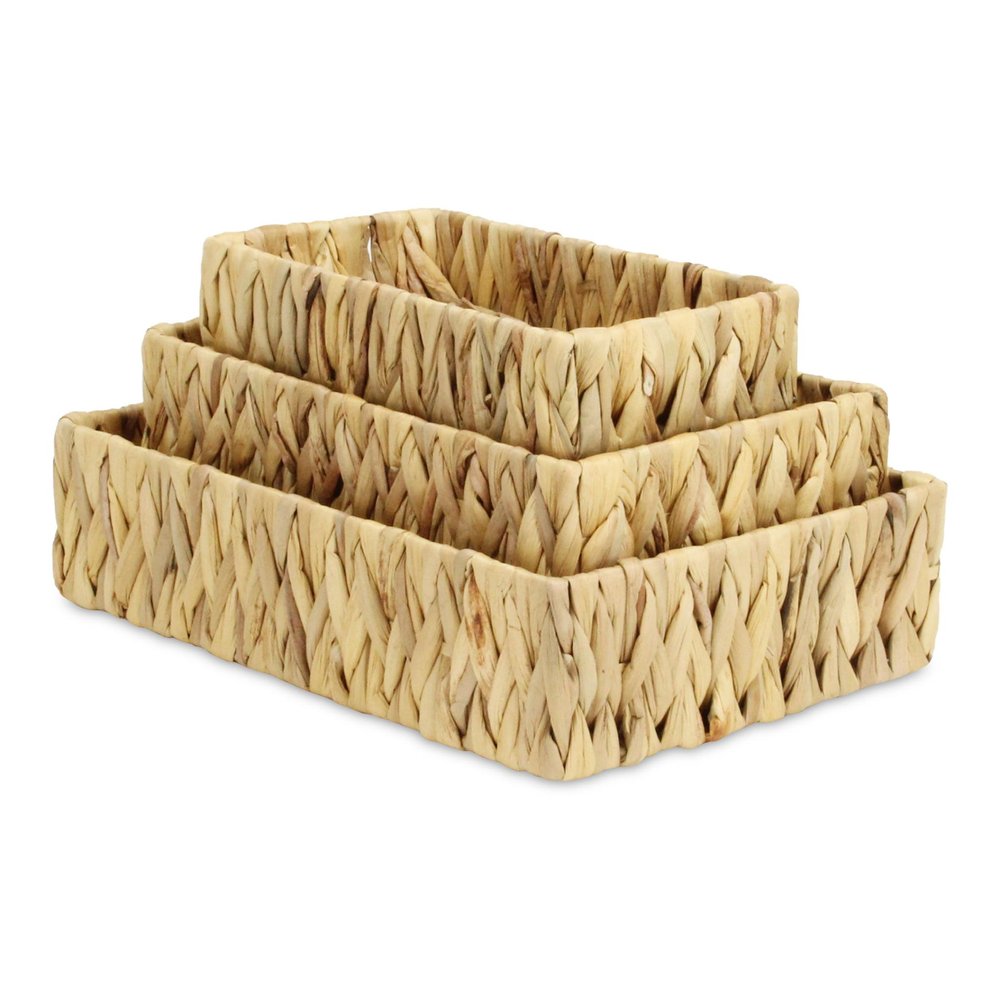Set of Three Natural Water Hyacinth Baskets HomeRoots