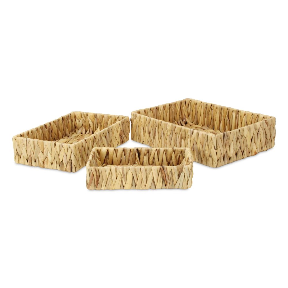 Set of Three Natural Water Hyacinth Baskets HomeRoots