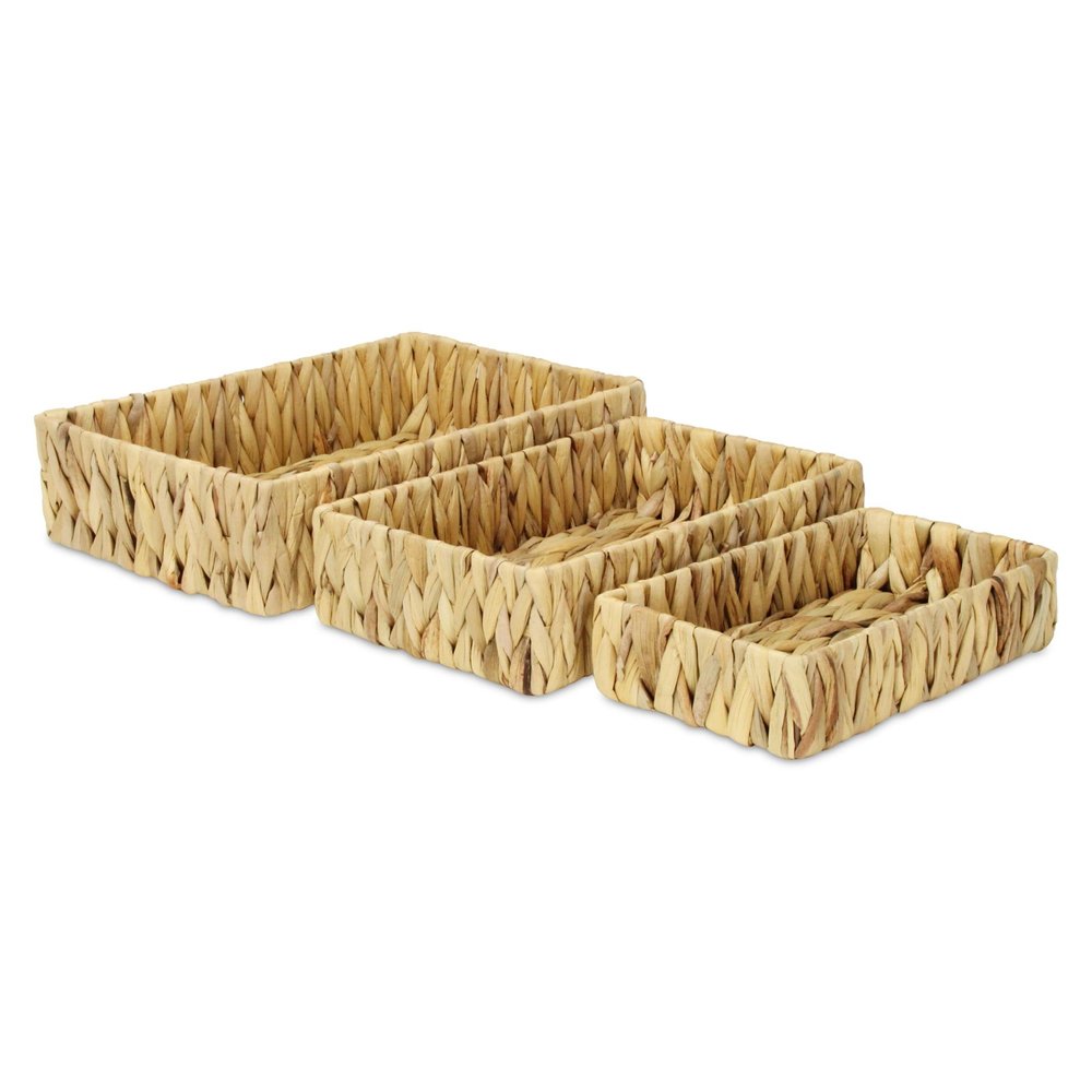 Set of Three Natural Water Hyacinth Baskets HomeRoots