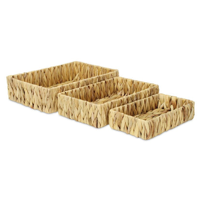 Set of Three Natural Water Hyacinth Baskets HomeRoots