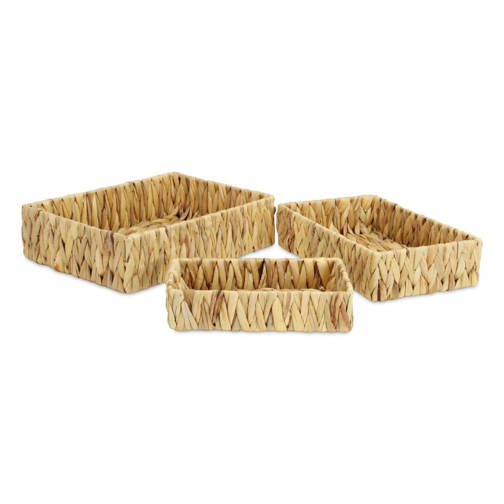 Set of Three Natural Water Hyacinth Baskets HomeRoots