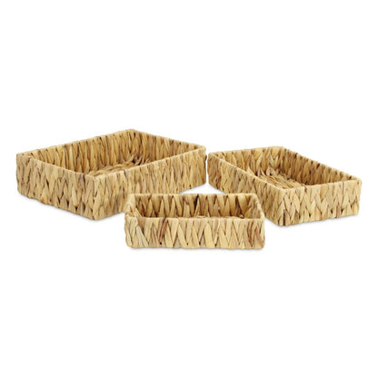 Set of Three Natural Water Hyacinth Baskets HomeRoots