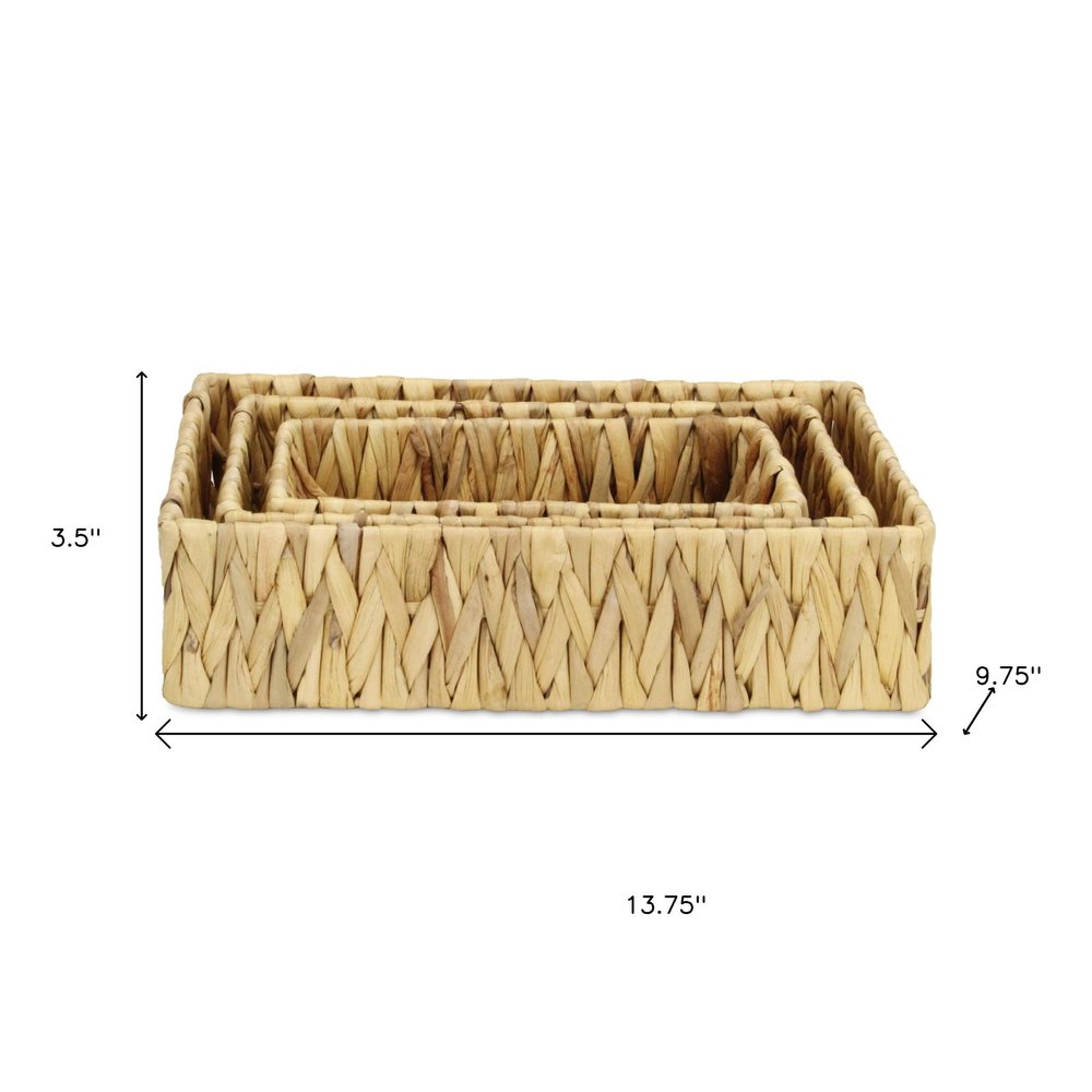Set of Three Natural Water Hyacinth Baskets HomeRoots