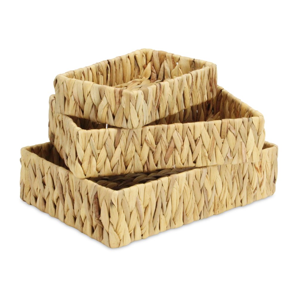 Set of Three Natural Water Hyacinth Baskets HomeRoots
