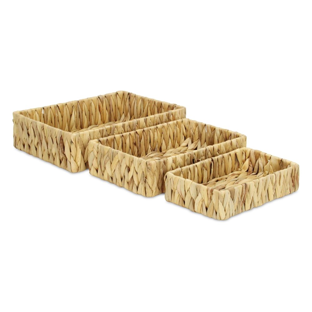 Set of Three Natural Water Hyacinth Baskets HomeRoots
