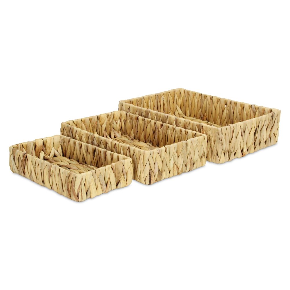 Set of Three Natural Water Hyacinth Baskets HomeRoots