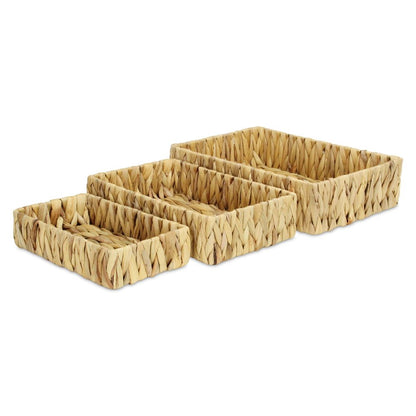 Set of Three Natural Water Hyacinth Baskets HomeRoots