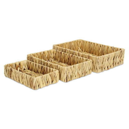Set of Three Natural Water Hyacinth Baskets HomeRoots