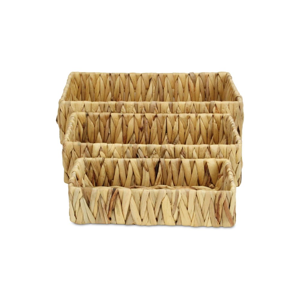Set of Three Natural Water Hyacinth Baskets HomeRoots