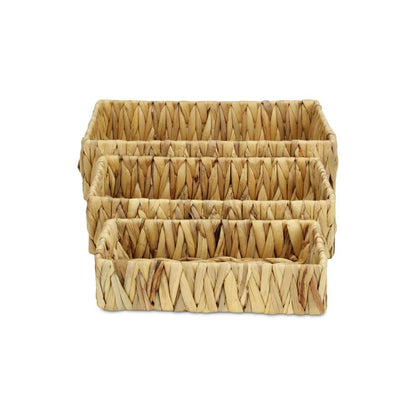 Set of Three Natural Water Hyacinth Baskets HomeRoots