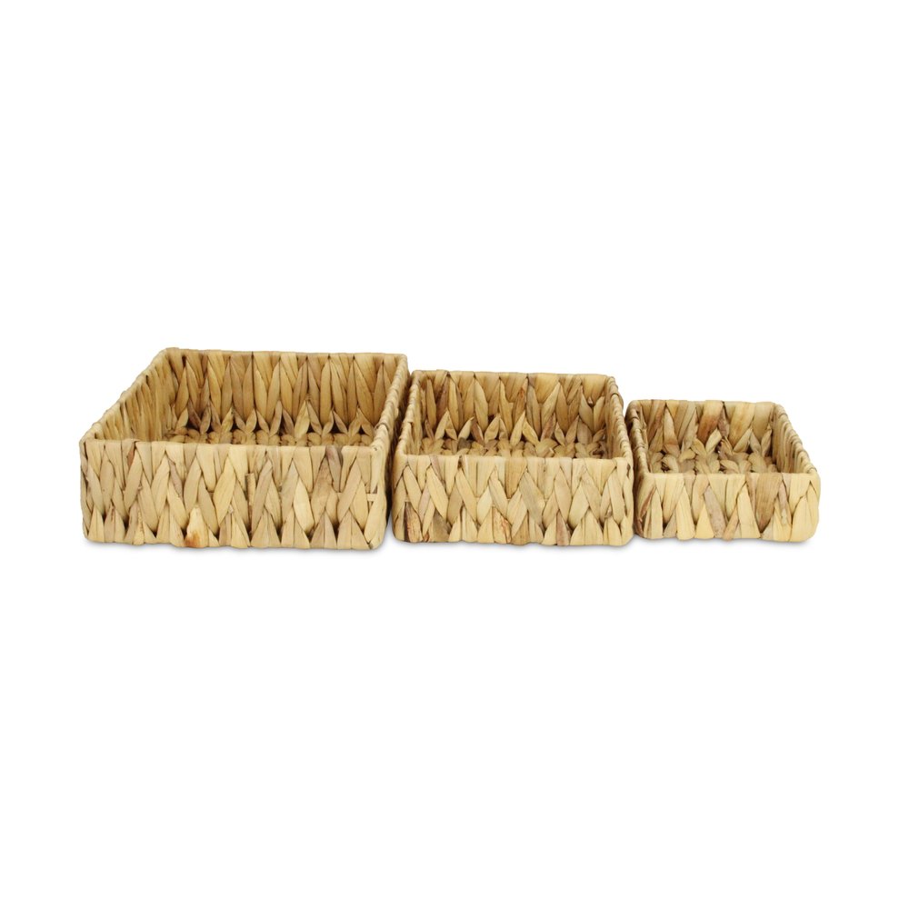Set of Three Natural Water Hyacinth Baskets HomeRoots
