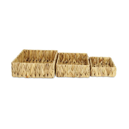 Set of Three Natural Water Hyacinth Baskets HomeRoots