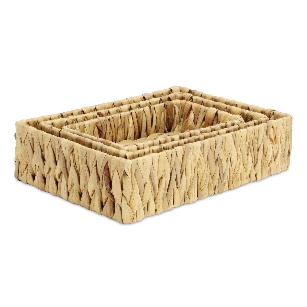 Set of Three Natural Water Hyacinth Baskets HomeRoots