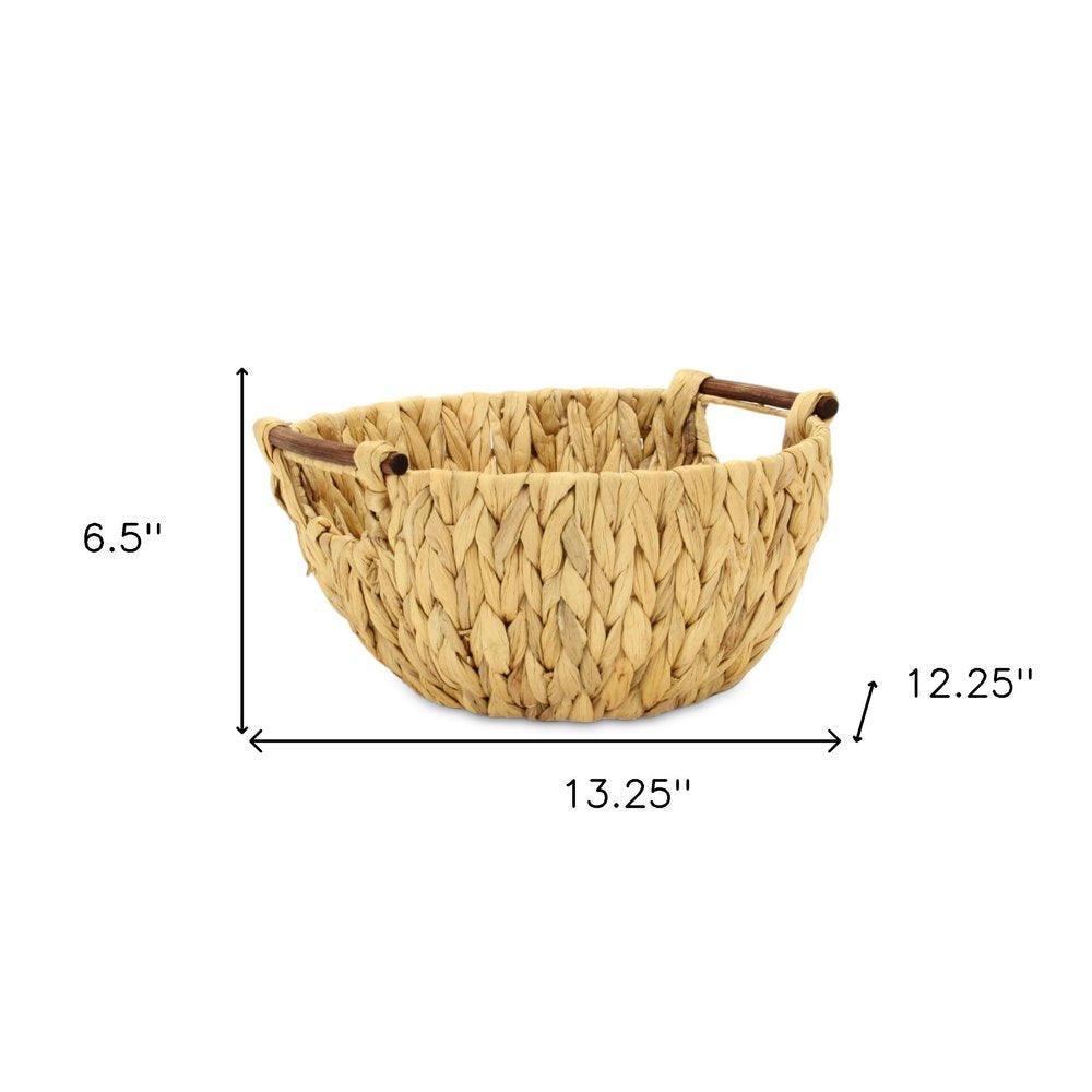 13" Natural Woven Water Hyacinth Basket HomeRoots