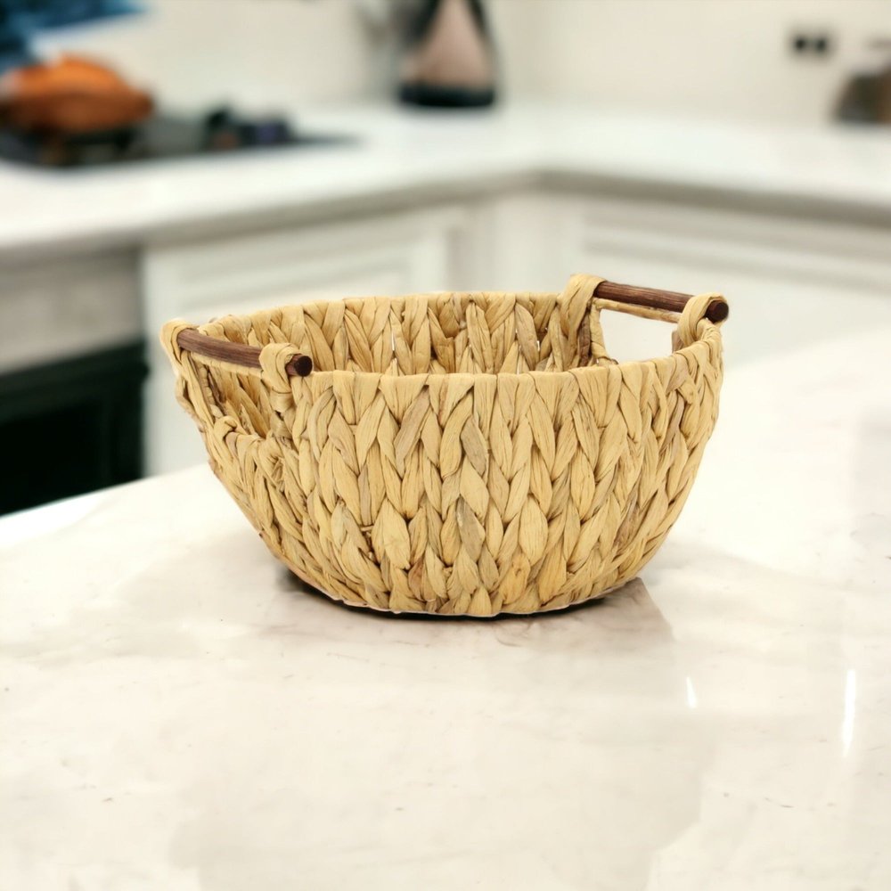 13" Natural Woven Water Hyacinth Basket HomeRoots