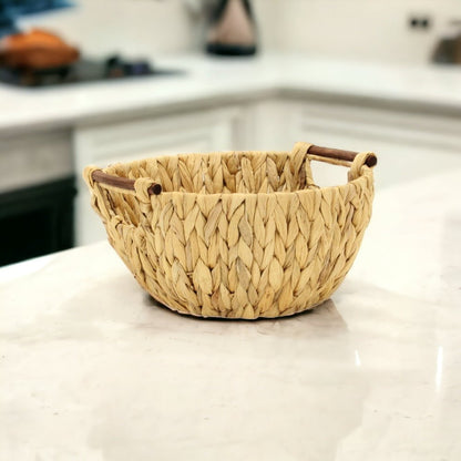 13" Natural Woven Water Hyacinth Basket HomeRoots