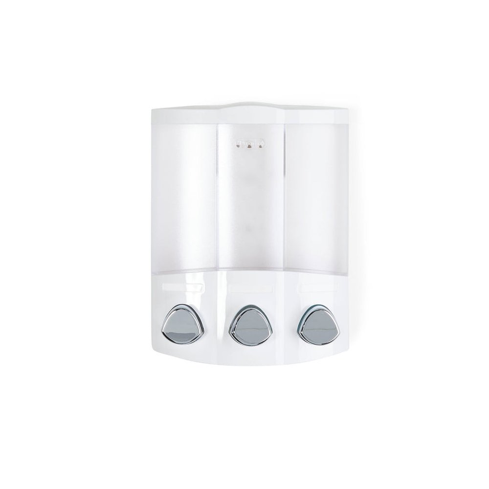 White Heavy Duty Plastic Three Chamber Wall Mount Soap Dispenser HomeRoots