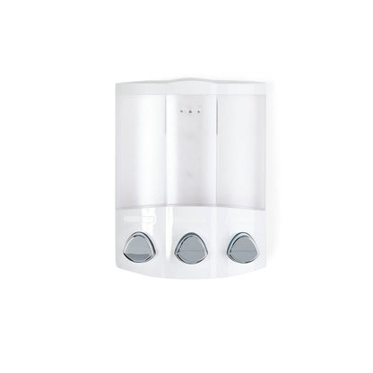 White Heavy Duty Plastic Three Chamber Wall Mount Soap Dispenser HomeRoots
