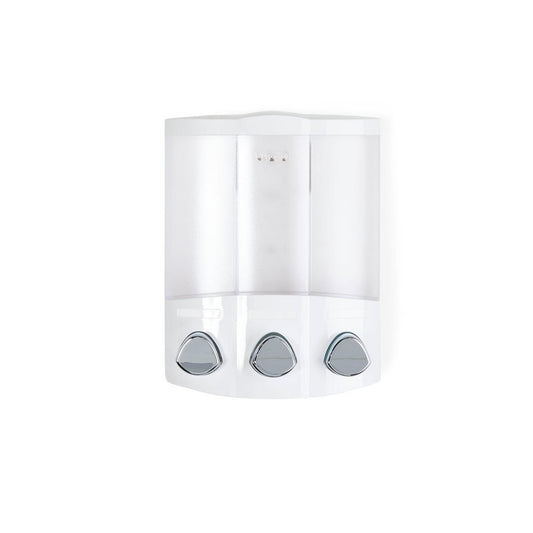 White Heavy Duty Plastic Three Chamber Wall Mount Soap Dispenser HomeRoots