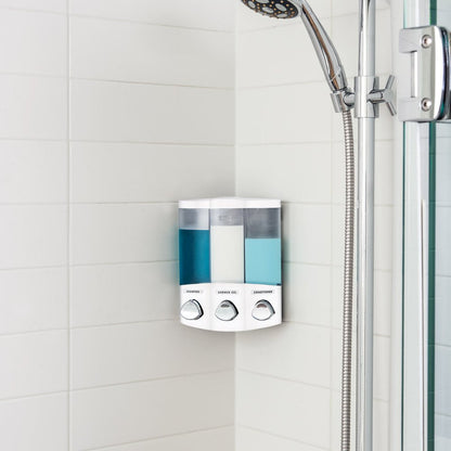 White Heavy Duty Plastic Three Chamber Wall Mount Soap Dispenser HomeRoots