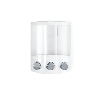 White Heavy Duty Plastic Three Chamber Wall Mount Soap Dispenser HomeRoots