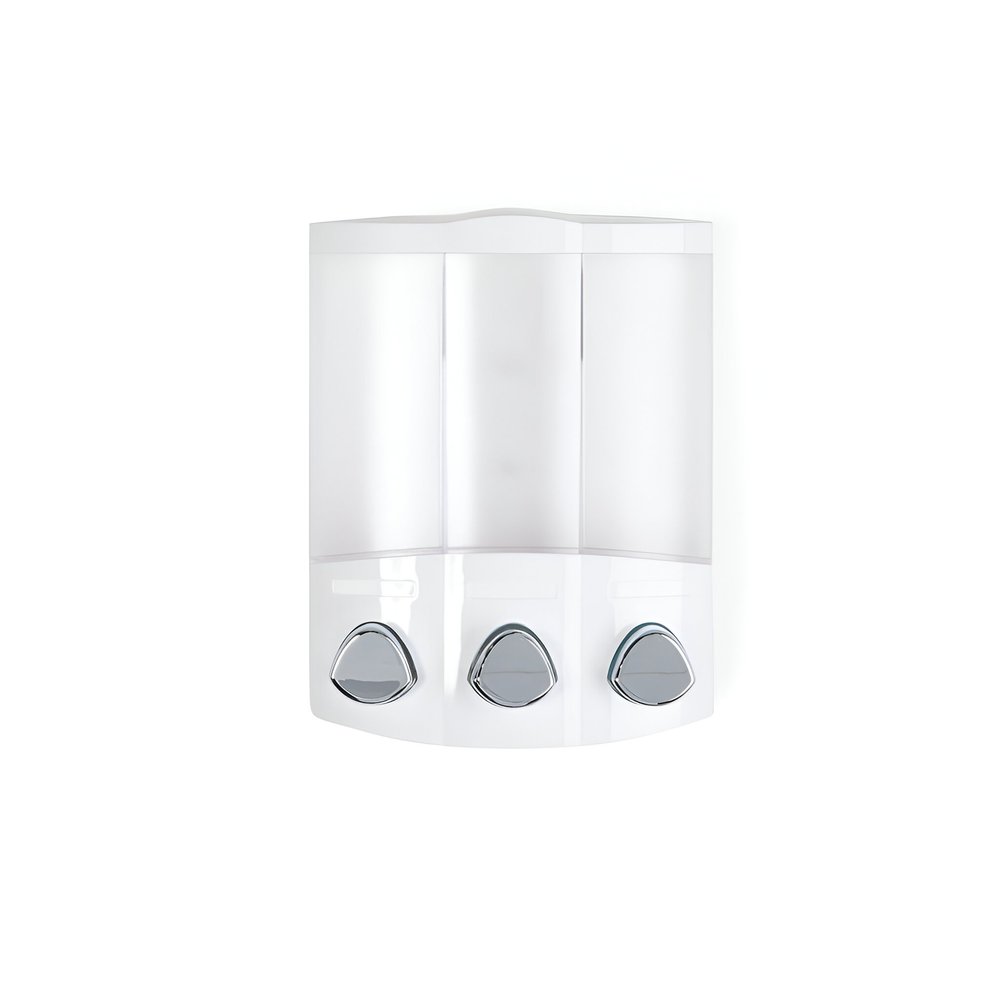 White Heavy Duty Plastic Three Chamber Wall Mount Soap Dispenser — view 3