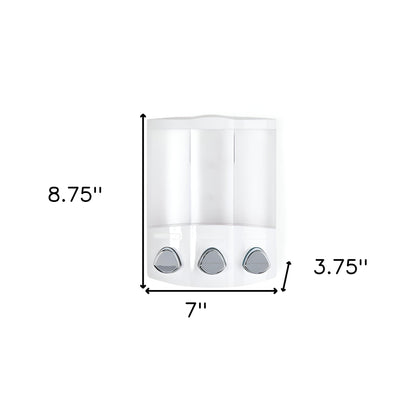 White Heavy Duty Plastic Three Chamber Wall Mount Soap Dispenser