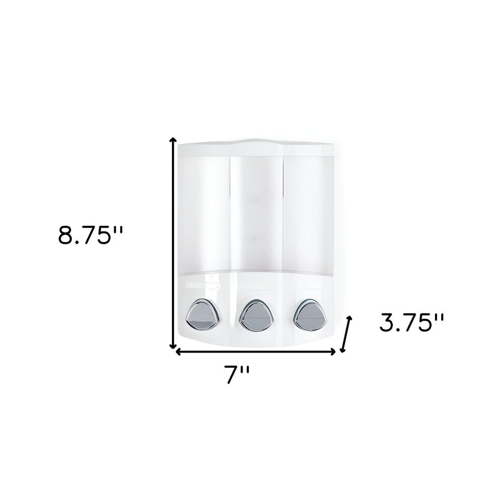 White Heavy Duty Plastic Three Chamber Wall Mount Soap Dispenser HomeRoots