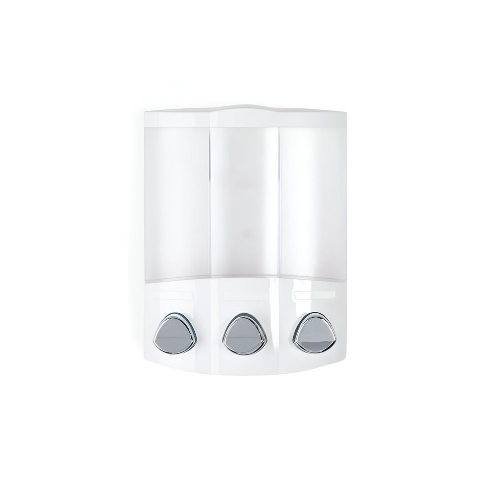 White Heavy Duty Plastic Three Chamber Wall Mount Soap Dispenser HomeRoots