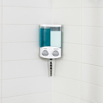 White Heavy Duty Plastic Two Chamber Wall Mount Soap Dispenser HomeRoots