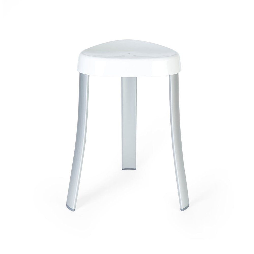18"  White Aluminum And Heavy Duty Plastic Corner Shower Bench HomeRoots