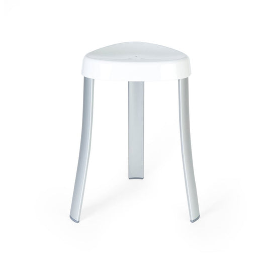 18"  White Aluminum And Heavy Duty Plastic Corner Shower Bench HomeRoots