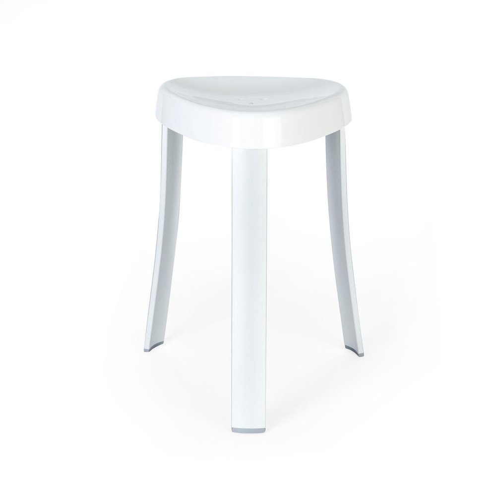 18"  White Aluminum And Heavy Duty Plastic Corner Shower Bench HomeRoots